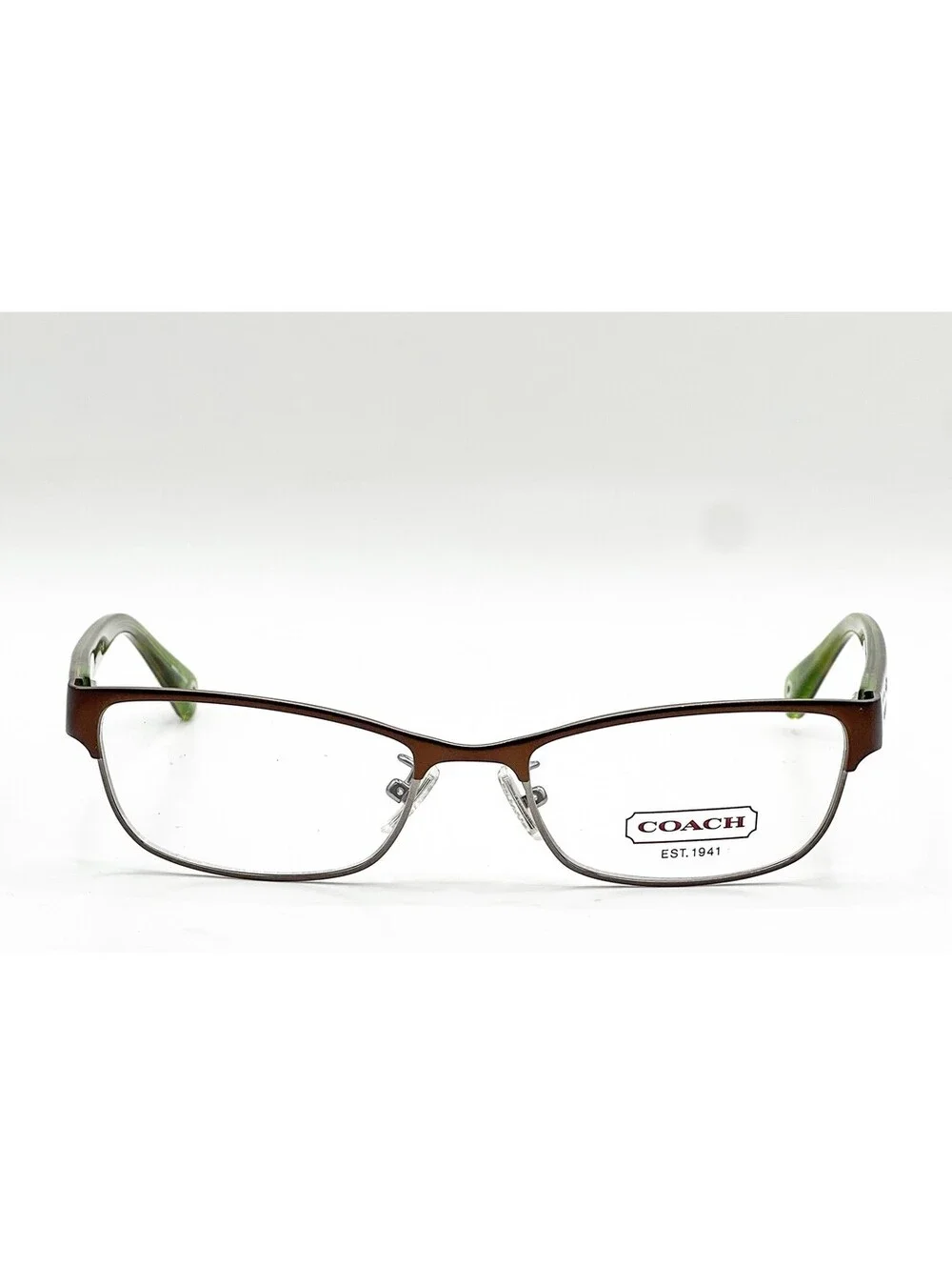 Coach HC 5033 9128 Satin Brown Dark Silver Browline Eyeglass Frames 51-16-135